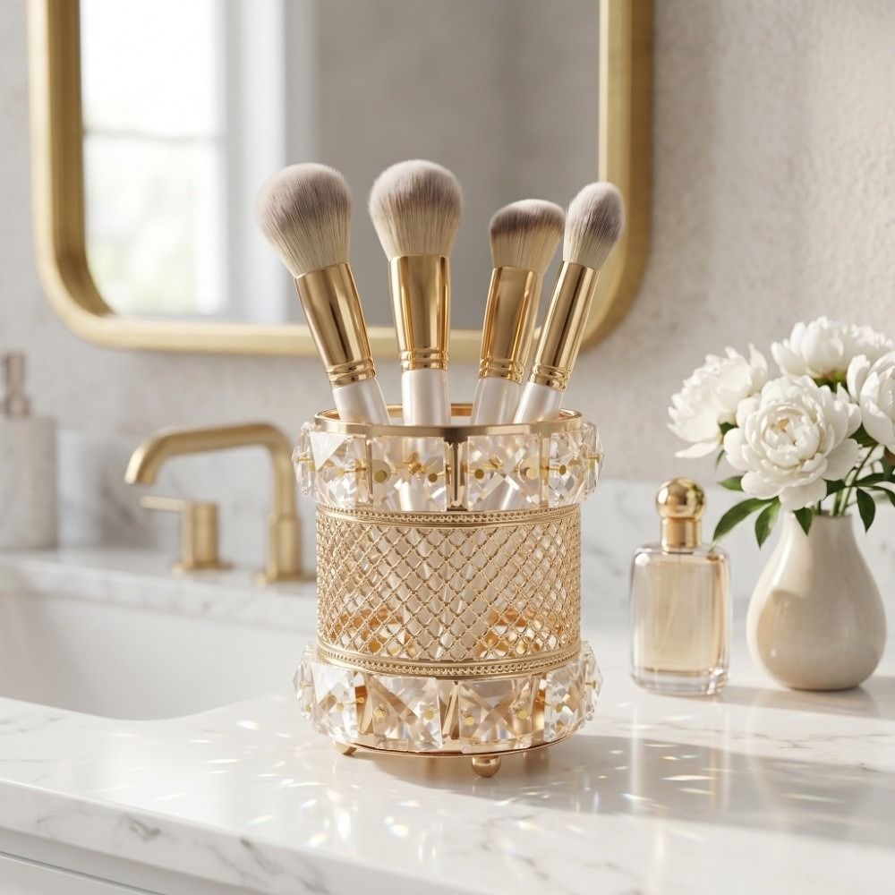 Luxury Skincare And Makeup Brands - Portapennelli per Trucco in Oro, Organizzatore